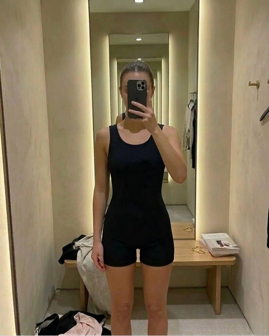Seamless (dikişsiz) Fitilli Biker Kısa Tulum - Görsel 2