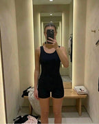 Seamless (dikişsiz) Fitilli Biker Kısa Tulum - Görsel 2