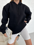 Oversize Kapşonlu Sweatshirt Siyah - Görsel 1