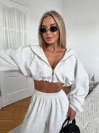 Oversize Fermuarlı Takım Gri - Görsel 1
