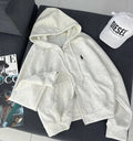 Oversize Polo Hoodie %100 Pamuk 3 Iplik Grey - Görsel 1