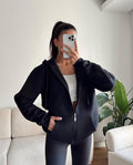 Oversize Fermuarlı Hırka %100 Pamuk 3 Iplik Kumaş - Görsel 1