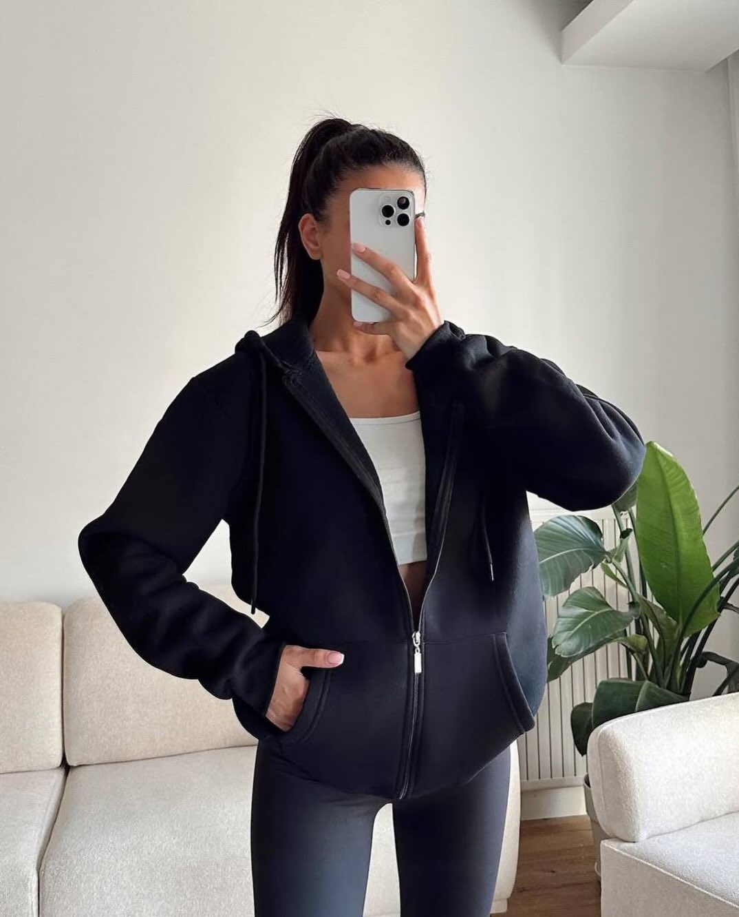 Oversize Fermuarlı Hırka %100 Pamuk 3 Iplik Kumaş - Görsel 1