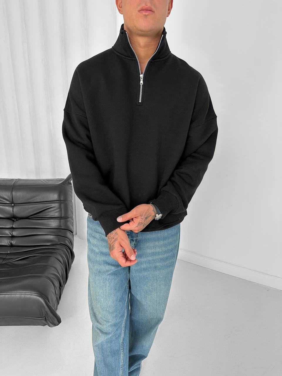 Yarım Fermuarlı Sweatshirt - Görsel 1