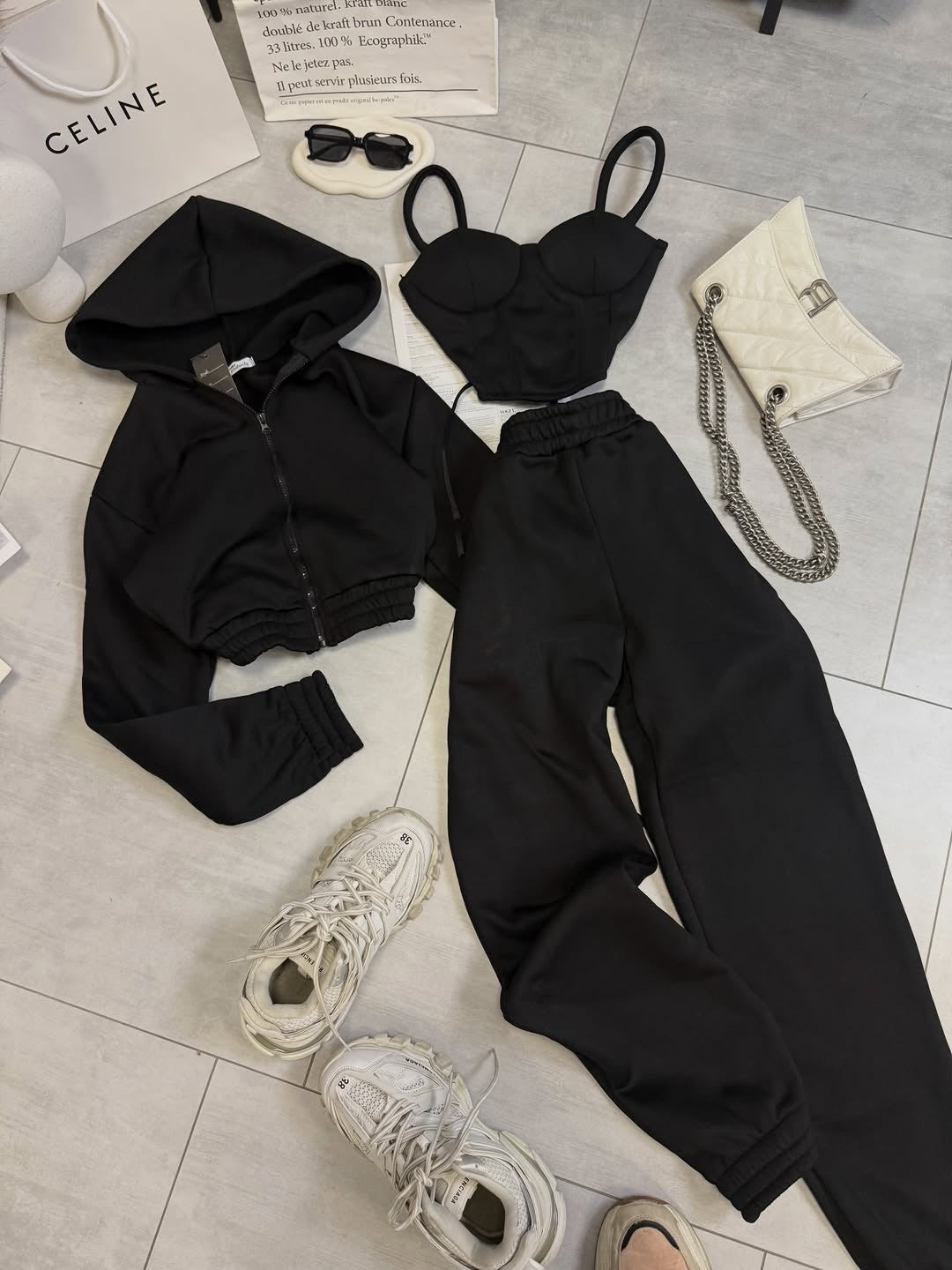 Oversize 3'lü Set Siyah Takım - Görsel 2