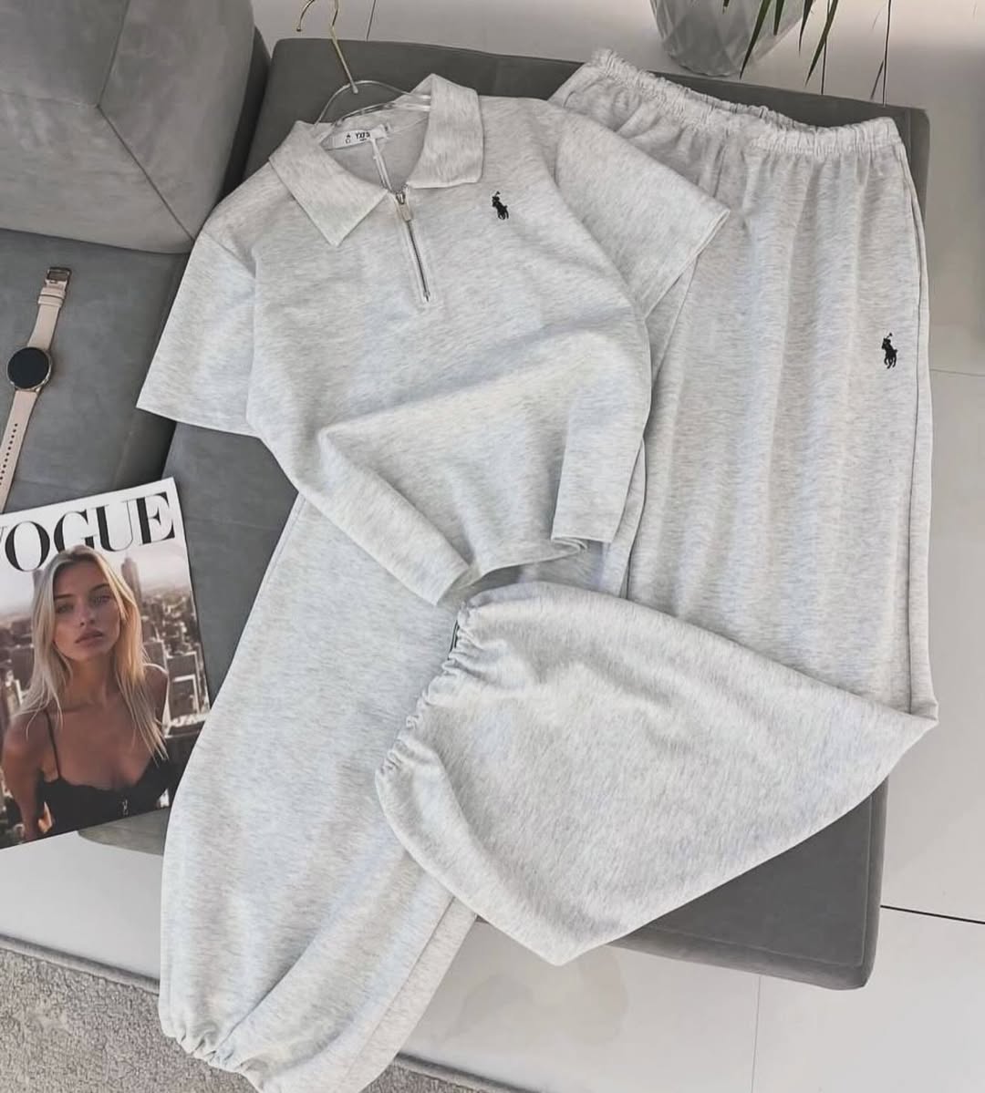 Grı Polo Oversize Takım Yeni Sezon Yazlık - Görsel 1