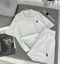 Polo Grı Takım Tişört + Şort Oversize Yeni Sezon - Görsel 1