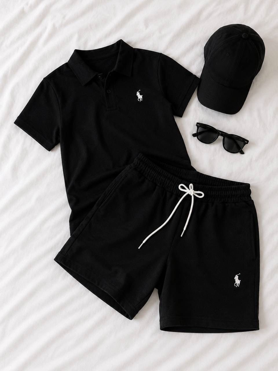 Sıyah Us & Polo Set Yazlık Şort Tişört - Görsel 1
