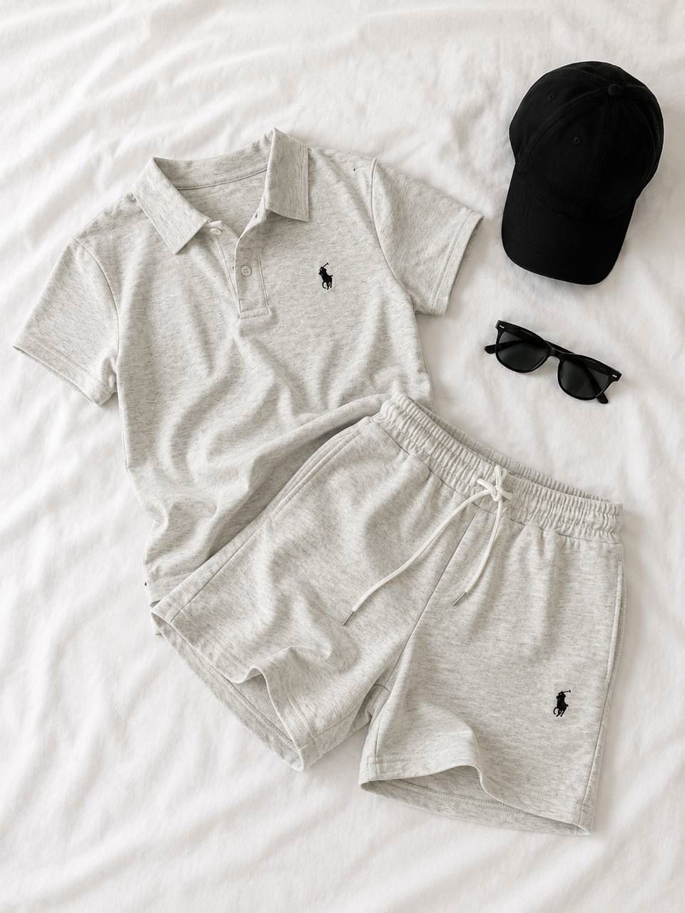 Gri Us & Polo Set Yazlık Şort Tişört - Görsel 1