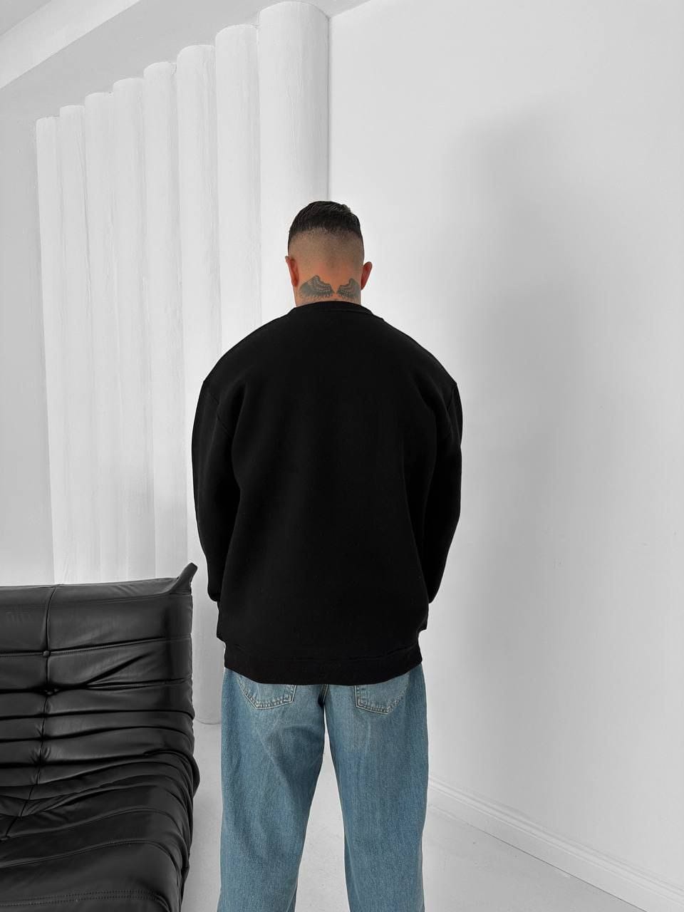 Bisiklet Yaka Sweatshirt 3 Iplik Siyah - Görsel 2