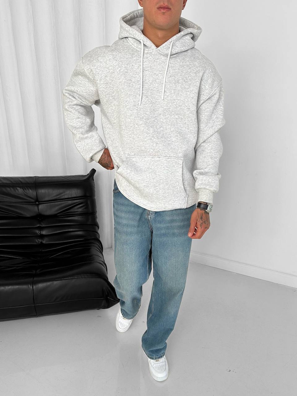 Oversize Hoodie 3 Iplik Şardonlu %100 Pamuk - Görsel 2
