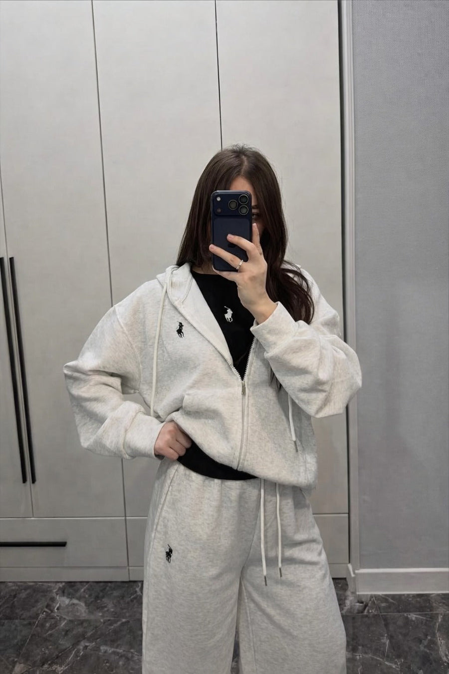 Polo 3'lü Set Takım Gri Mevsimlik Yazlık Kumaş - Görsel 1