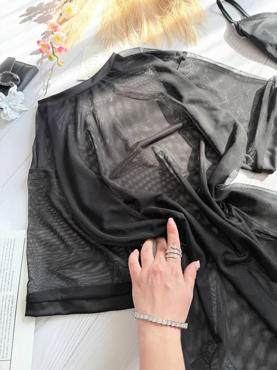 3'lü Set Yazlık Yeni Tül Üst + Crop + Şort - Görsel 9